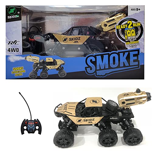 Skidz RC Smoke Drifter Tank for Kids High Speed RC Drifting Stunt car, Remote Control Toy Car for Boys, Full Function with Realistic Water Smoke Mist Effect, Birthday Gift for Kids 8 9 10+ (Gold)