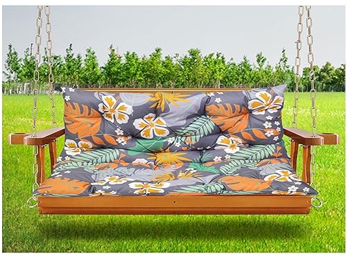 Cojines de asiento impermeables para columpio de jardín con respaldo, cojines de repuesto para asientos de banco de 2 a 3 personas, ideal para muebles de exterior, diseño colorido de patrón A, tamaño
