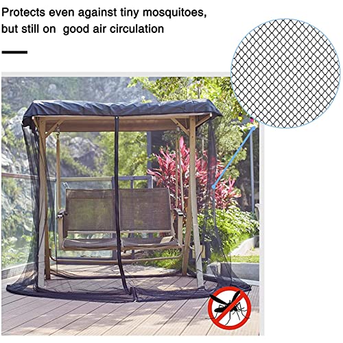 Minusone Mosquito Netting For Patio, Patio Swing Net, Outdoor Mesh Screen With Zipper Opening And Roof Waterproof Tent,Black Porch 2/ 3 Seater (3 125X205X205Cm) #TOP2