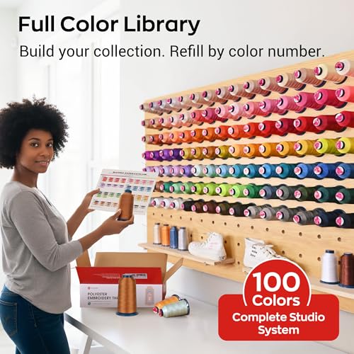 Image of Poolin Embroidery Machine Thread Richword Selected 100 Colors 40WT (108D /2) Polyester Thread Kit Each Cone 4000M (4374Y)
