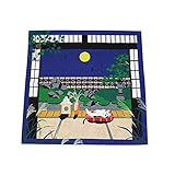 【きもの屋 さらさ】三毛猫みけの夢日記 大判はんかち 小ふろしき 約50×50cm 日本製 mike ネコ デザイン選択式 (9月/お月様)