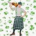 JcHrmers 4 Pcs Irish Plaid Green Kilt Scottish Hat with Pompom and Stockings Suspenders for Women Men St Patrick's Days Dress up