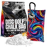 Disc Golf Chalk Bag | Attaches to Bag with a Carabiner | Better than Rosin & Sawdust Bags | Improve Your Grip for Consistency | Disc Golf Accessories for Men | Disc Grip Enhancer (Rainbow Swirl)