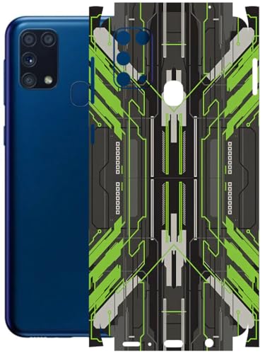 Image of AtOdds - Full Body Back Screen Guard Protector Film - Lamination Wrap Skin Sticker Compatible with Samsung Galaxy M31 | Scratchproof Matte Finish (Cyber Green)