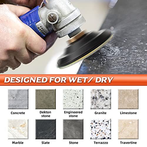 AMZKONIG 20 Pack 4 Inch Diamond Polishing Pads with 5/8ââ-11 Backer Pad, 18 PCS Wet/Dry Polish Pad Kit for Drill Grinder Polisher, 30-10000 Grit Polishing Pad for Granite Marble Concrete Stone Quartz - Image 6