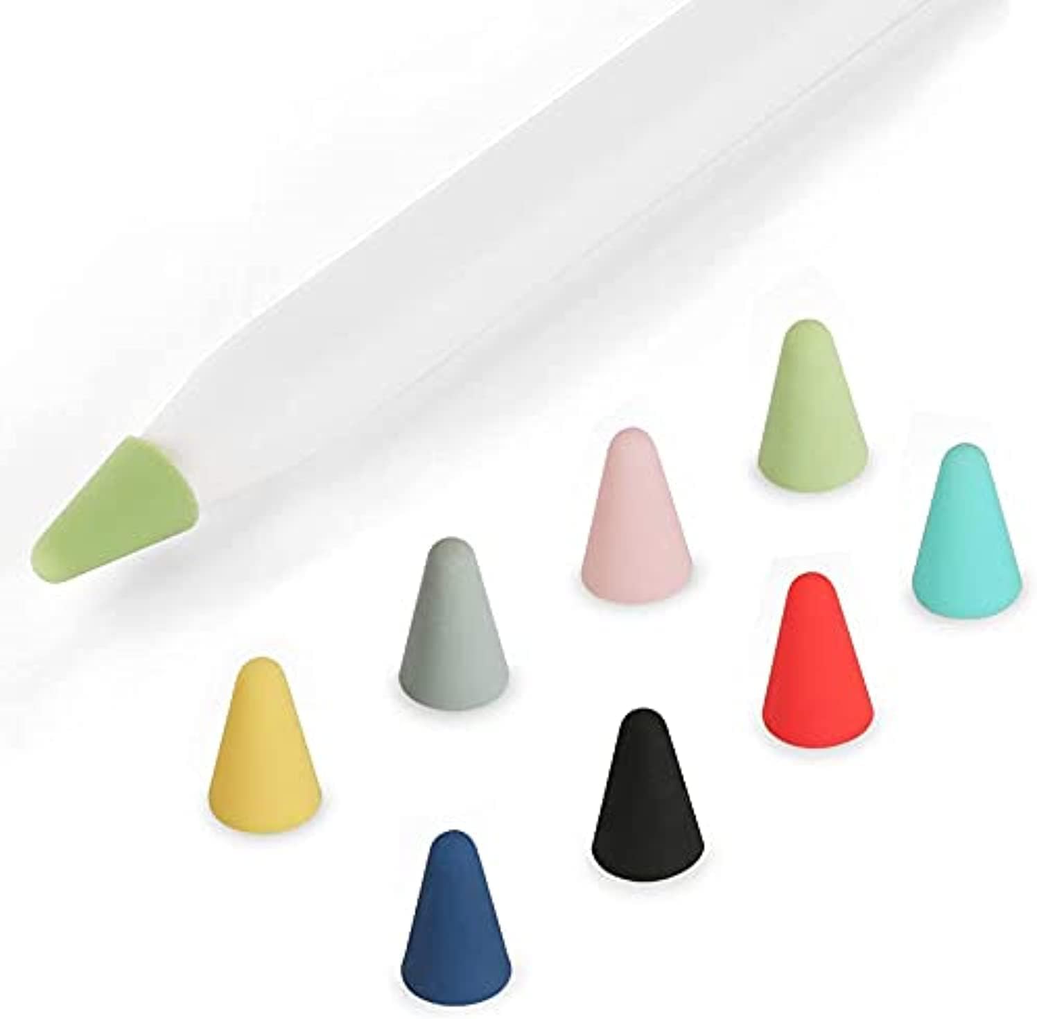 Silicone Nibs Caps Accessories, Noiseless Anti-Slip Protective Cover Pencil Tips Compatible with Apple Pencil 1st and 2nd Generation, (8 Colors, 8 Pcs)