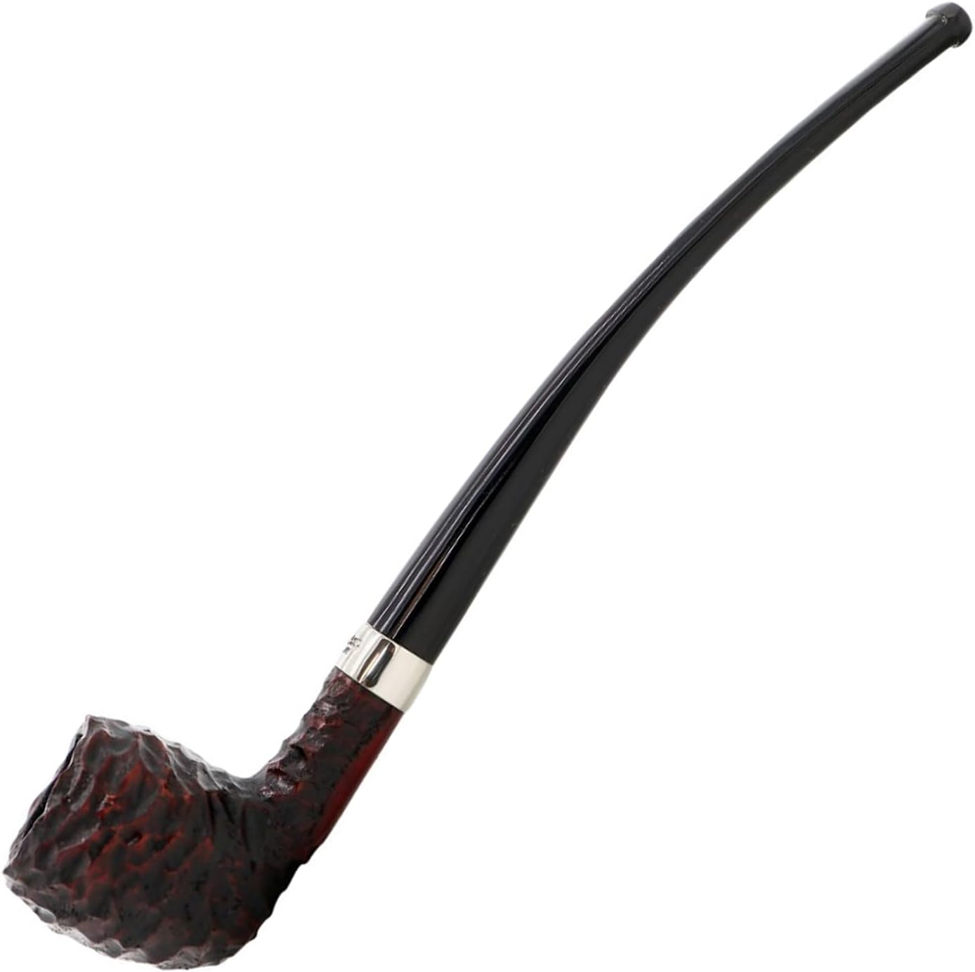 Peterson Pipes Tavern Series Rusticated - Long Handmade Wood Pipe, Collectible Partial Churchwarden Made in Ireland, 3mm, Fishtail (Pear)