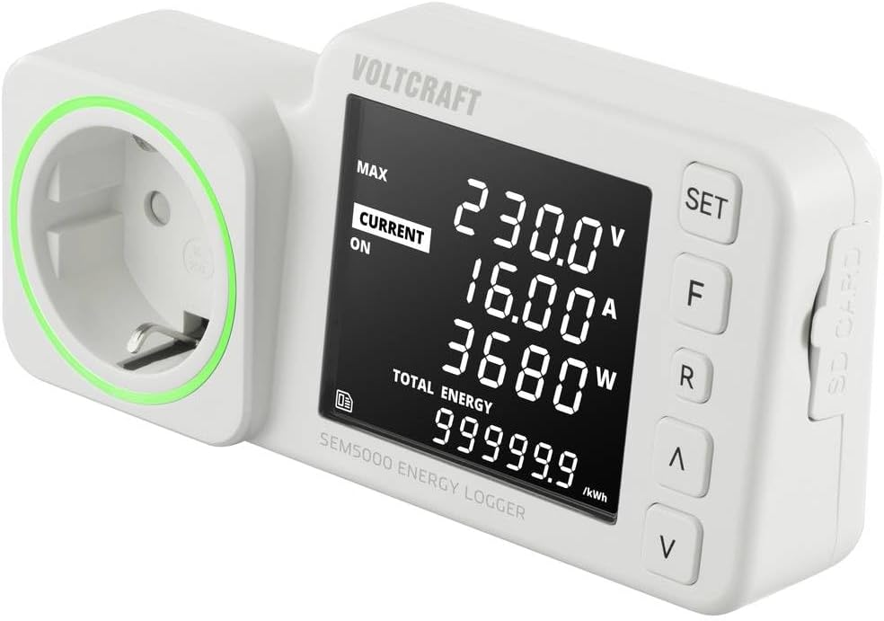 VOLTCRAFT SEM5000 Energy Cost Meter Cost Forecast, Alarm Function, Adjustable Current Tariff, Data Logger Function