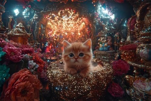 Adultos y Principiantes Diamond Painting Taladro Completo Arts Kits Cats Lindos Elegantes Imagen Diamante Pintura Pintura Punto de Cruz Para Decoración Pared Hogar Taladro Redondo 40x60cm A0710