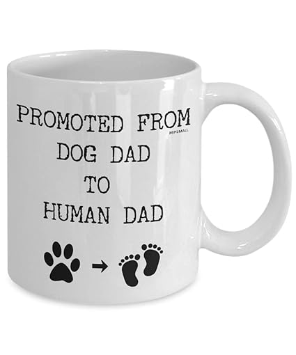 New Dad Gifts, New Parents Gifts, Mummy and Daddy Mugs, Gifts for New Parents, Mum and Dad Mugs, Presents for New Parents, Christmas Cup - Promoted from Dog dad to Human dad, MG0093