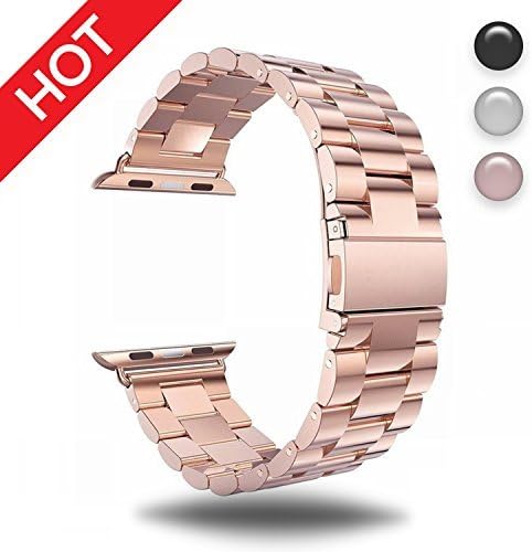 for Apple Watch Rose Gold 38MM/40MM Stainless Steel Strap Wristband for Replacement iWatch Strap with Comfortable Durable Folding Metal Clasp Classic Buckle Wrist Watch Strap,Updated Version