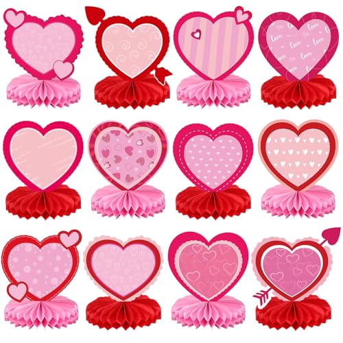 Containlol 12 Pcs Valentine's Day Honeycomb Centerpieces Valentines Table Decorations