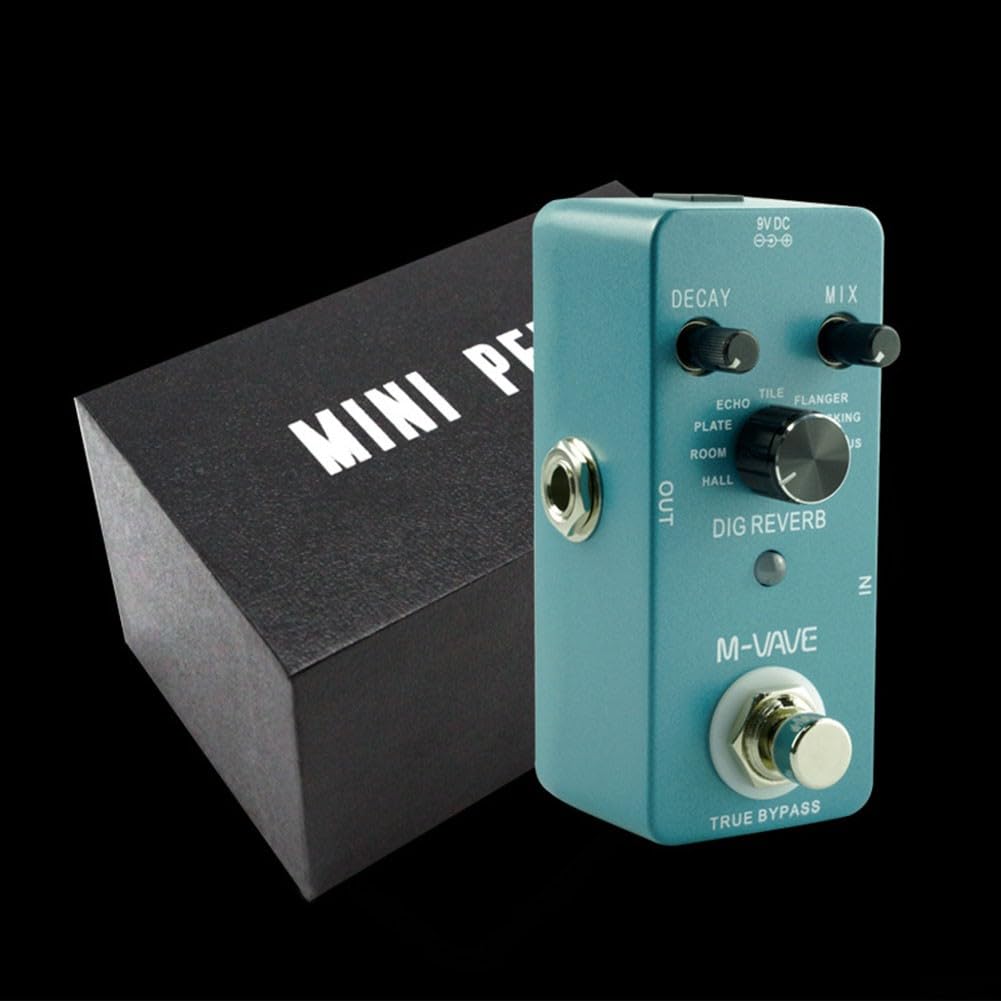Pédale d'effet de guitare, pédale de réverbération, professionnelle pour M-VAVE DIG REVERB pédale d'effet de guitare numérique 9 types de réverbération