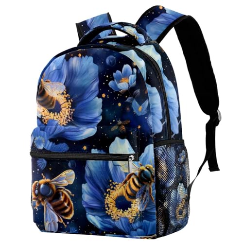 Sac à dos de voyage Campus fleurs bleues avec porte-bouteille randonnée