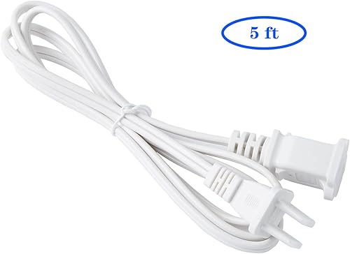 Miniatura 8 de Cables de extensión de 2 puntas, cable de alimentación pequeño para interiores de 5 pies macho a hembra, 18 AWG, cable de extensión de dos clavijas