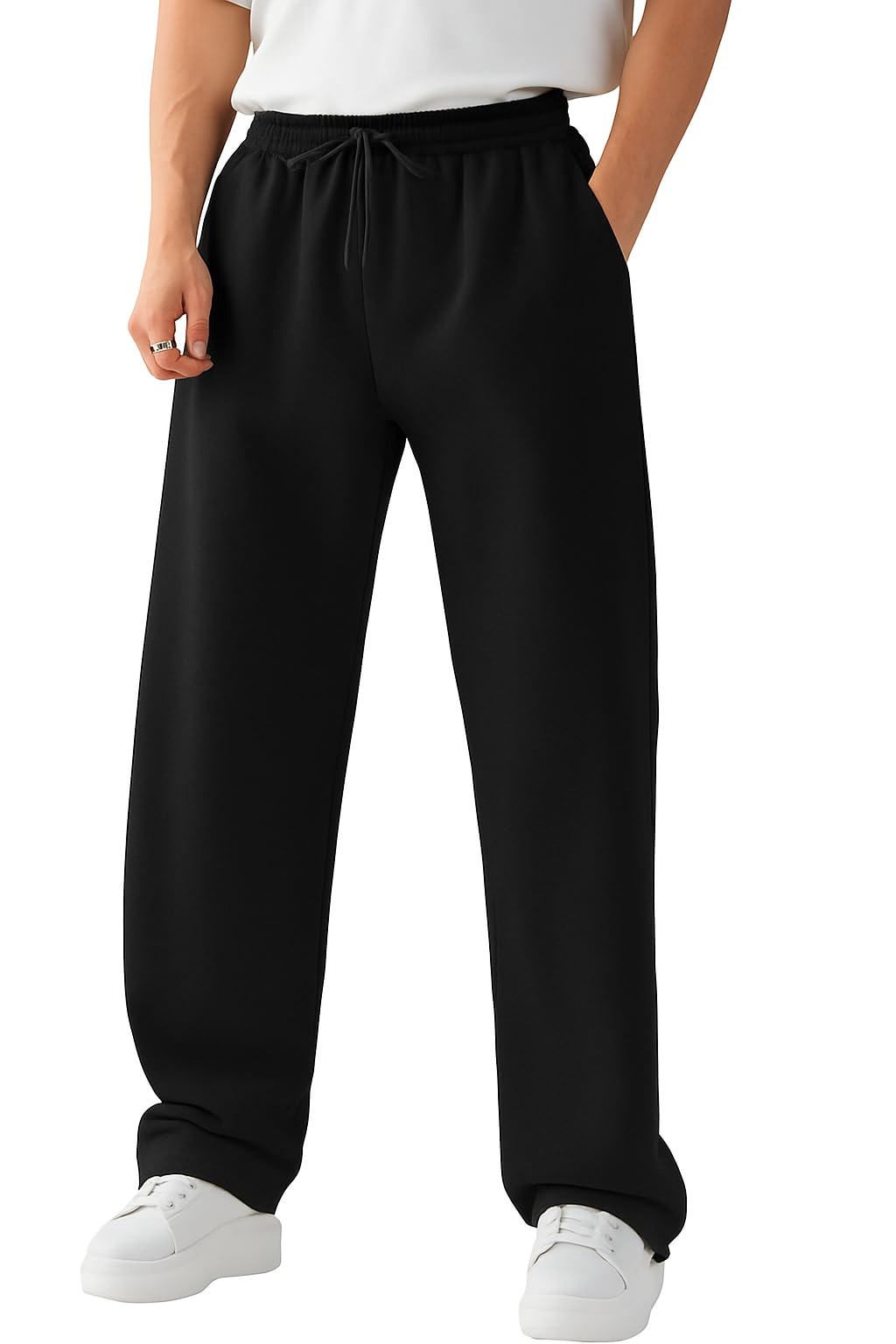 aaryavar Men's/Unisex || Open Bottom || Stretchable || Drawstring || Pure Cotton || Loose Fit || Baggy Jogger Lower || Track Pants || Sweat Pants-picture-20