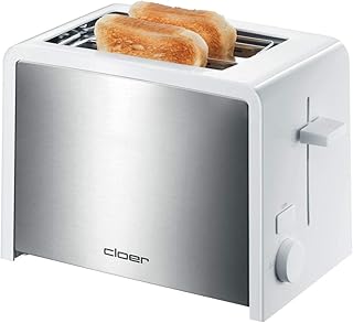Cloer Toster 3211 / 825 W / na 2 kromki tostowe / wbudowana przystawka do podpiekania bułek / szuflada na okruchy / izolowana cieplnie / stal nierdzewna