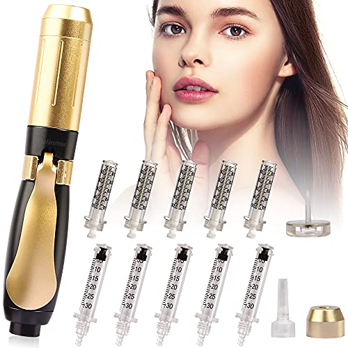 Hyaluron Pen Kit, 2 in 1 0.3ML/0.5ML Hyaluronic Acid Syringe Pen, Beauty Atomizer Needle-Free Pen Moisturing Skin Care Micro Injector, No Include Hyaluronic Acid