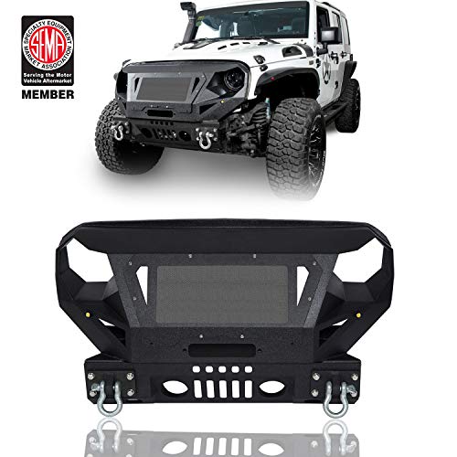 u-Box Wrangler Front Bumper w/Winch Plate & Grille Guard Compatible with Jeep 2007-2018 Wrangler JK & Wrangler Unlimited