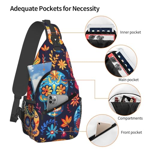 Morral cruzado unisex patrón calavera colorida ligero miniatura 4