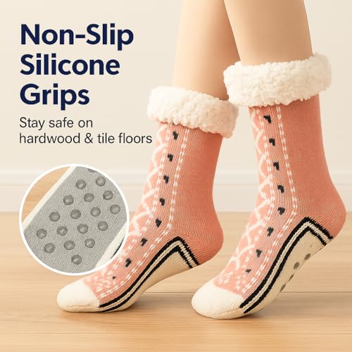 Ultra-thick Cashmere Slipper Home Socks with Gift Pouch, Cozy Plush Non-Slip Fluffy Warm Winter Home Socks for Women & Men4