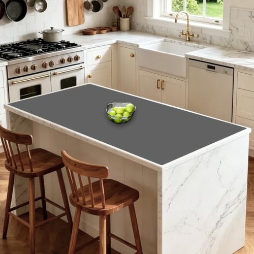 Image of Extra Large Silicone Mat for Kitchen Counter, 40''x32''(100cmx80cm) Non-Slip Heat Resistant Countertop Protector, Waterproof Durable Kitchen Mat for Countertops, Dark Gray
