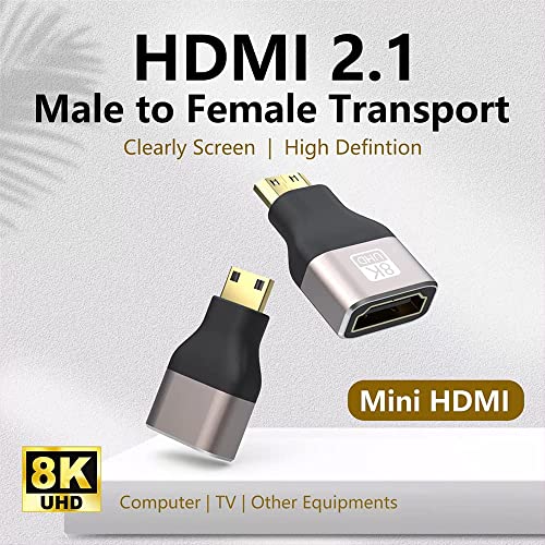 Image of Etzin 8K Mini HDMI Adapter 2.1 Mini HDMI Male to Standard HDMI Female Adapter Convertor Support 8K@60Hz, 4K@144Hz, 2K@240Hz (EPL-953CC)