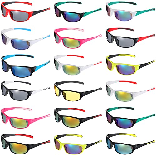 Leumoi 18 Pairs Polarized Sports Sunglasses, Tactical Running Sunglasses, Flexible Frame Driving Shade Motorcycle Glasses for Men Women Youth, Assorted Colors