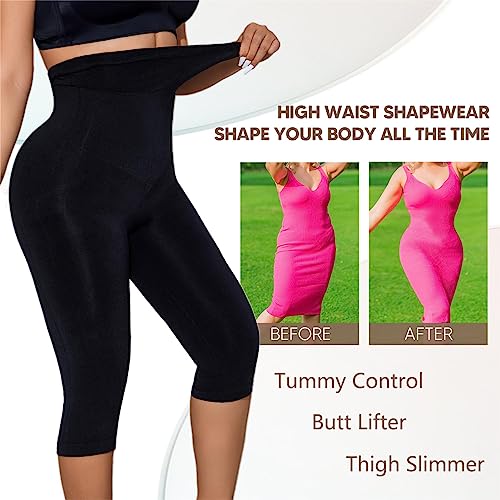 Shapewear Leggings for Women Tummy Control High Waisted Capri Body Shaper Butt Lift Thigh Slimmer4