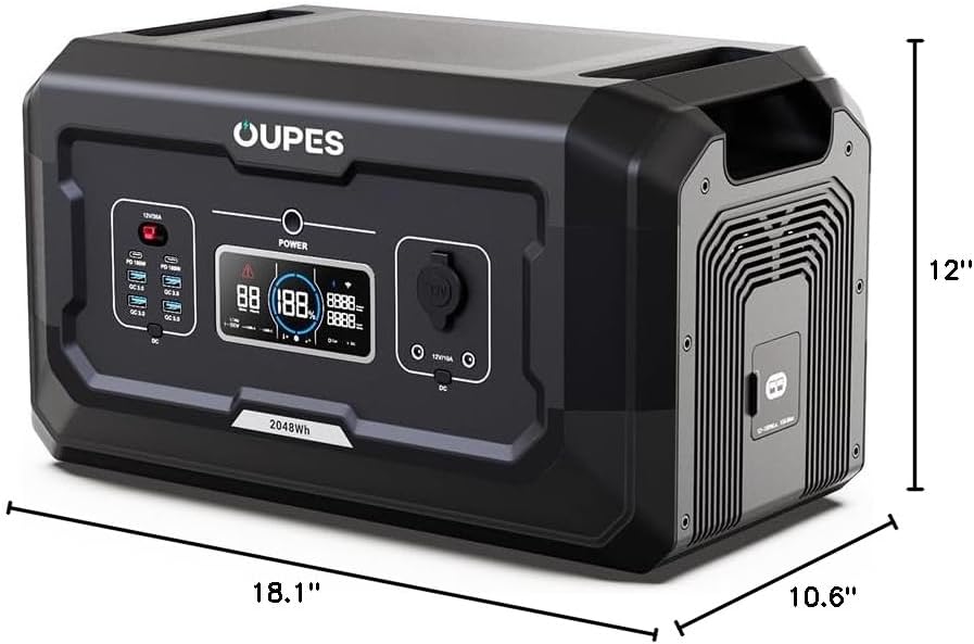OUPES B2 Smart Extra Battery with dimensions labeled