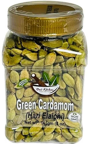 Desi Kitchen Spices All Natural | Salt Free | Vegan | NON GMO | Green Cardamom Pods (Hari Elaichi) 141gm (5oz)