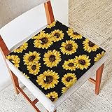 Square Chair Cushion Sunflower Foam Seat Cushion Sunflower Print Chair Pad Slip Resistant Thick and Comfortable Seat Cushion Pads Durable Soft Mat Pad 16 inch x 16 inch