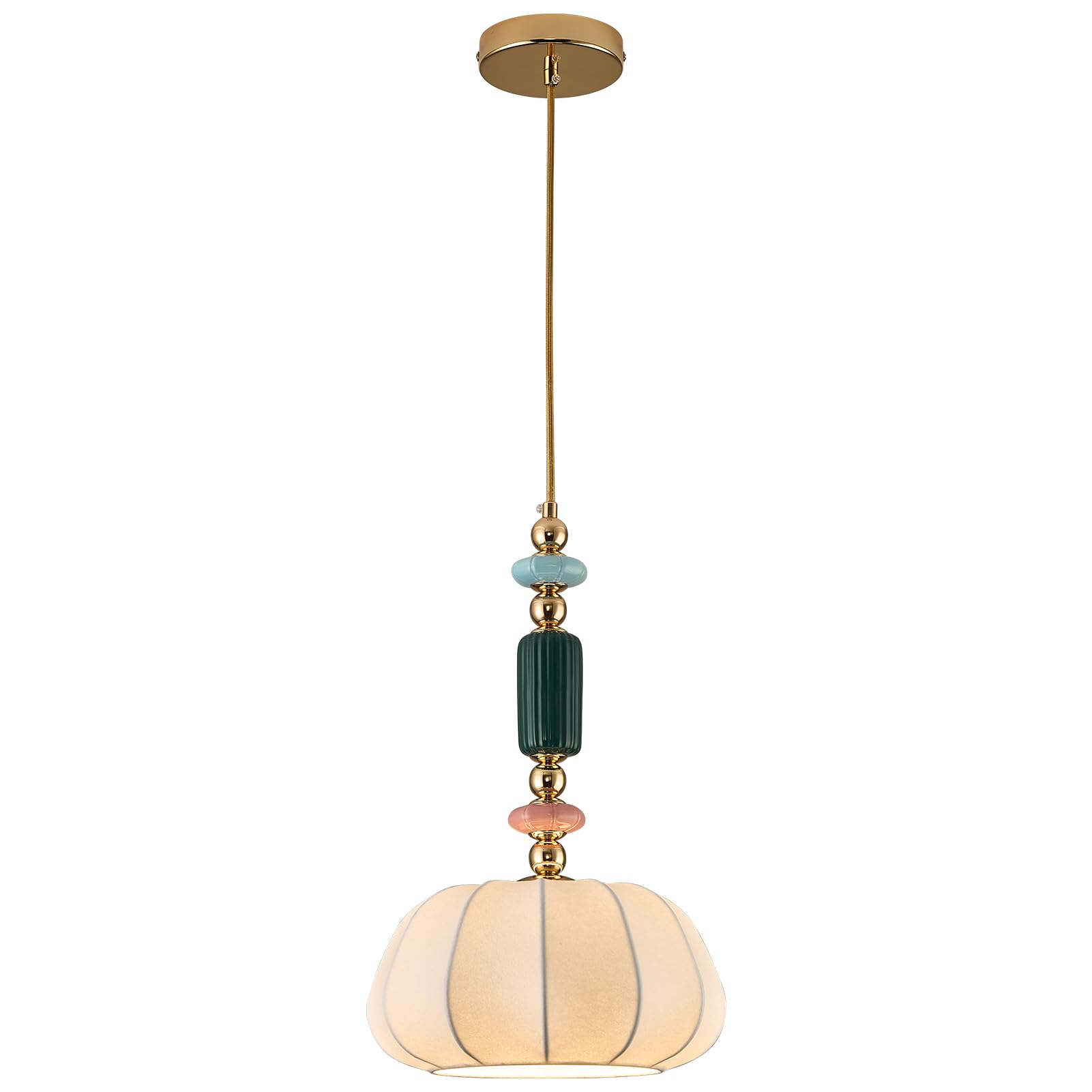 Photo 1 of FALINNEAD Imitated Silk White Shade Pendant Light Fixture 11 inch Modern Pendant Lighting Kitchen Hanging Lamp for Dining Room Bedroom Storeroom