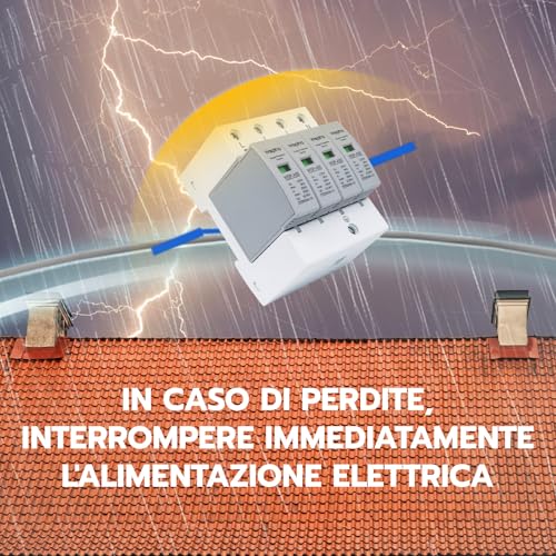 WSPIHO 4-Polig 275V Überspannungsschutz,Überspannungsableiter Typ 1+Typ 2,20-50KA Überspannungsschutzgerät für den Blitzschutz