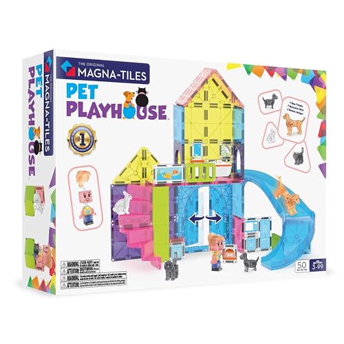 MAGNA-TILES Pet Playhouse 50-Piece Magnetic Construction Set The Original Magnetic Building Brand