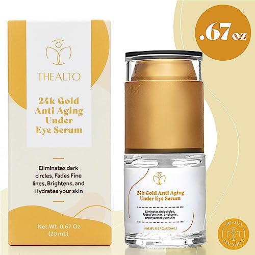 24K Gold Anti Aging Under Eye Serum - .67 Oz (20 Ml) - Eliminates Dark Circles, Brightens And Hydrates - Enriched With Vitamin C, Collagen, Hyaluronic Acid, And Caffeine - Potent Lift - Rapid Rewind #TOP4