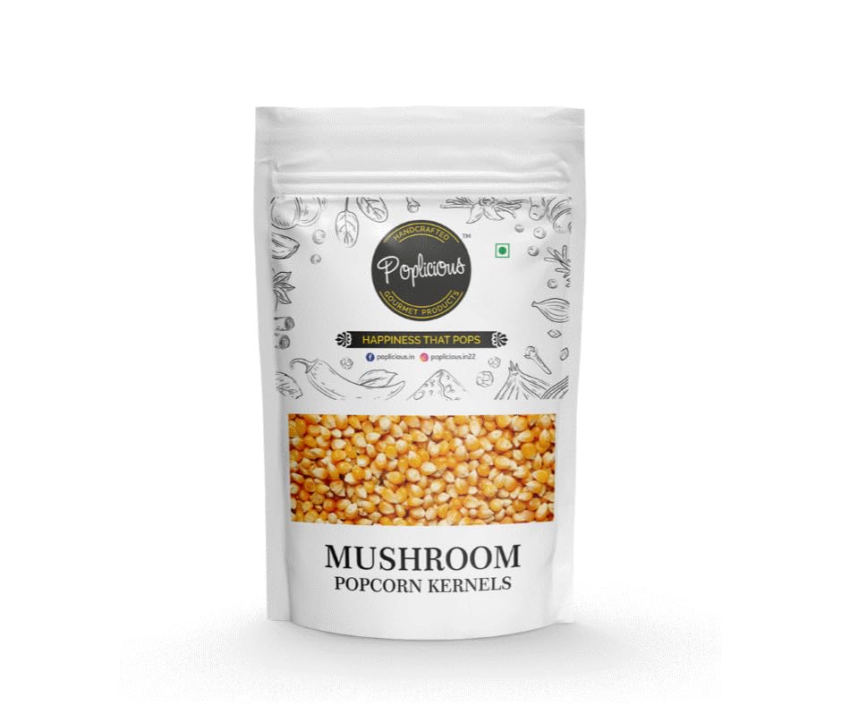 Poplicious Gourmet Mushroom Popcorn Kernels| Jumbo Popcorn Kernels| Pack of 475 gm