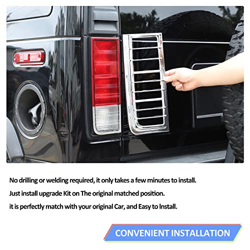 Qiosreui 2Pcs Car Rear Upper Tail Brake Light Lamp Bezels Covers Trim, Taillight Bezel Guard Trim Cover Fit For Hummer H2 2003-2009 (Sliver) #TOP4