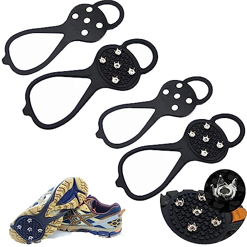Gripper Spike, Treeresea Universal Non Slip Gripper Spikes for Shoes, Shoe Ice & Snow Grips for Ice Sports- Anti Slip Rubber Grips with Steel Studs Crampon(2 Pairs)