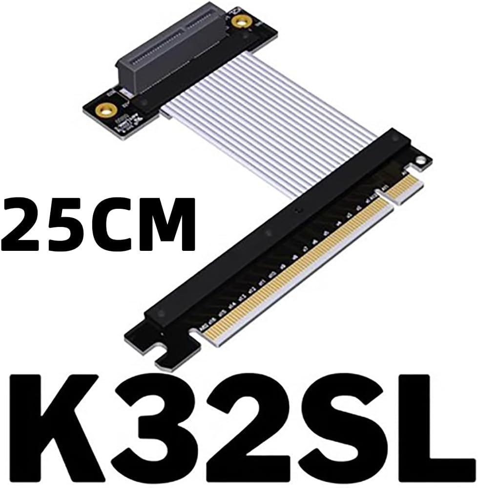 JMT PCI-E 4.0 x1 x4 to X16 Extension Cable gen4 16G/BPS 64G/BPS Adapter for Network Card USB Card Solid State Drive SSD Card (25CM,K32SL)