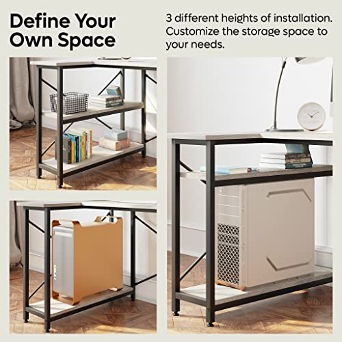 Bestier Small L Shaped Desk With Shelves 47 Inch Reversible Corner Computer Desk Writing Gaming Storage Table For Home Office Small Space, Gray Oak #TOP5
