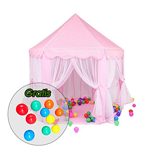 Aquagart® Kinderzelt Kinderspielzelt inklusive 10 Spielbällen Spielzelt Bällebad Prinzessinnenzelt Kinderschloss Spielzelt (Pink)
