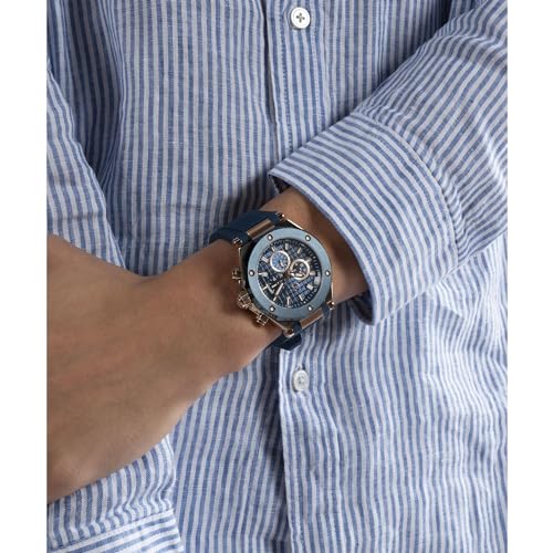 Image of Guess Collection Round 44mm Blue Dial Analog Men Watch - Z18006G7MF