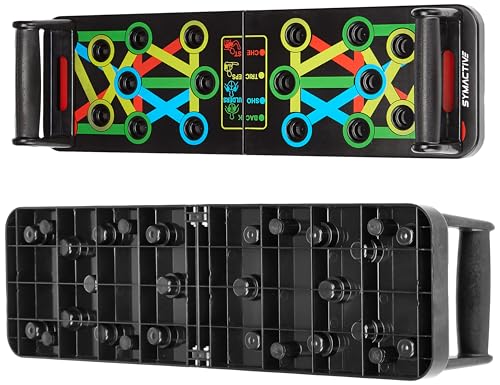 Image of Amazon Brand - Symactive 15-in-1 Foldable Push-Up Board Combo with Bars, Gloves, Skipping Rope and Carry Bag - Unisex Home Workout System