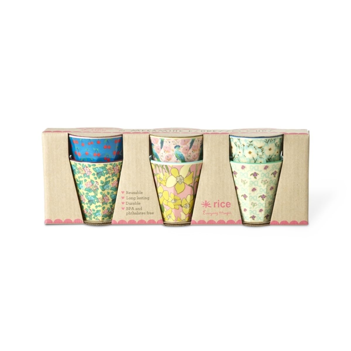 Rice Espressotassen Set aus Melamin | 6 farbenfrohe Mini-Tassen mit „Show Your True Colors“-Design, 80 ml, leicht & bruchsicher, spülmaschinengeeignet, ideal für Zuhause & unterwegs