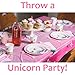 Redwood & Sage Unicorn Party Supplies Rainbow Birthday Plates and Tableware Set for 16 Guests
