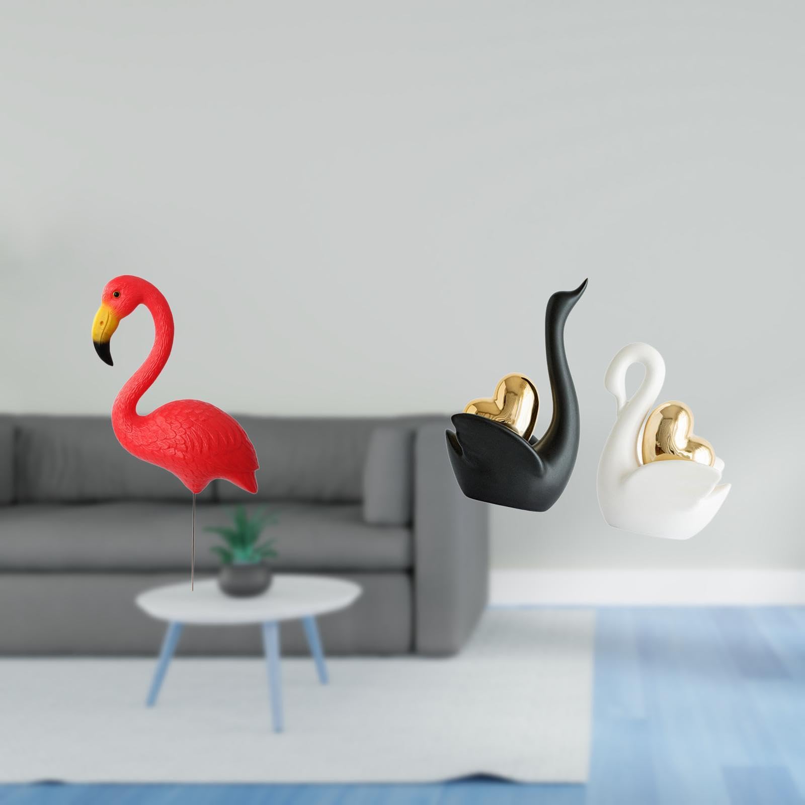 Enakshi® Flamingo Swan Garden Figurine Sculpture Ornament for Holiday Spring Yard Art Crafts Tabletop Decor Fairy Accessories Entrance Bookshelf Stake-image-31