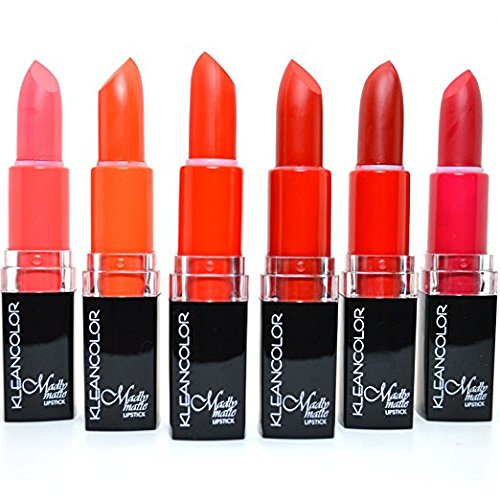 Kleancolor6 Piece Madly Matte Lipstick 2 Set (Vivid RED Melon Orange) with Earrings…