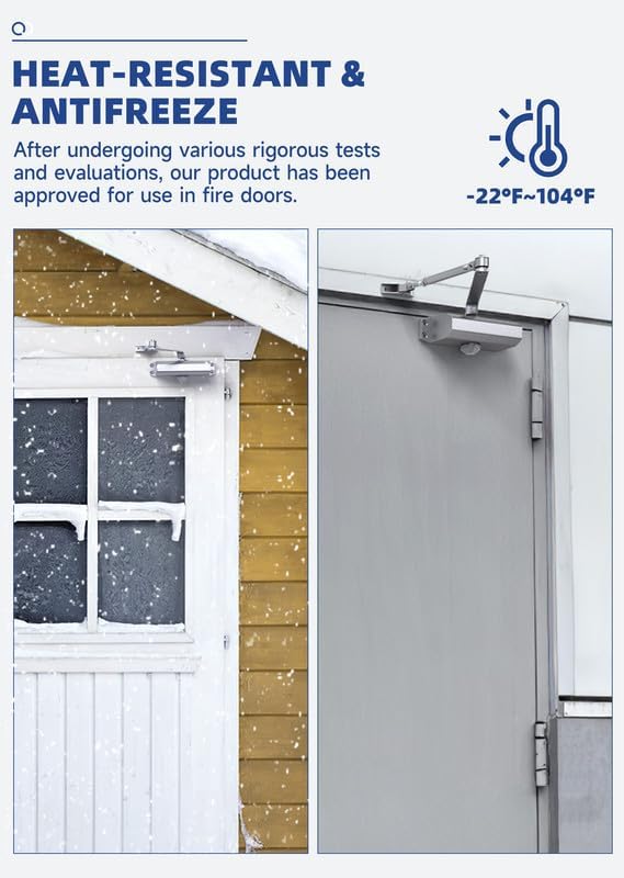 Miniatura 4 de Cierrapuertas hidráulico de grado comercial de gran tamaño, resistente sin golpe con retención abierta, plata