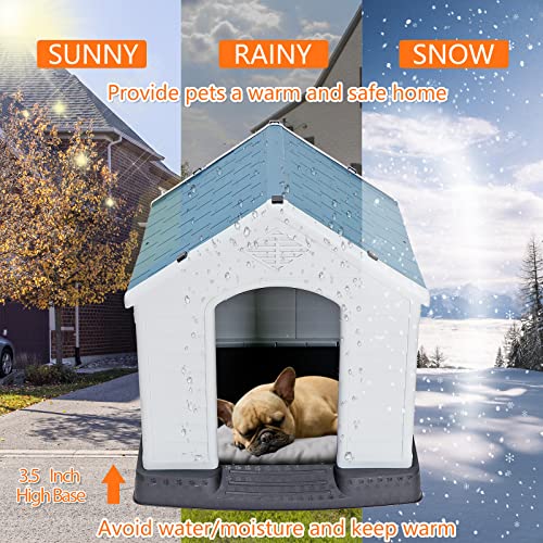 Epetlover 32 Inch Plastic Dog House, Indoor Outdoor All Weather Pet Shelter, Puppy Kennel Crate with Air Vents for Small to Large Sized Dogs